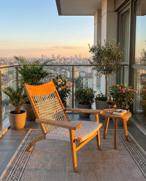Como teak bergere chair featuring hand-woven rope details
