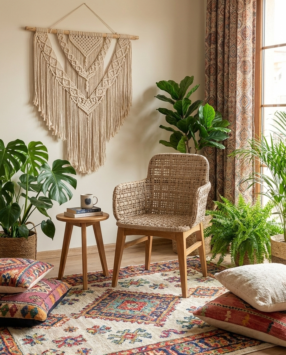 Labuha sculptural teak accent chair with bold wooden form